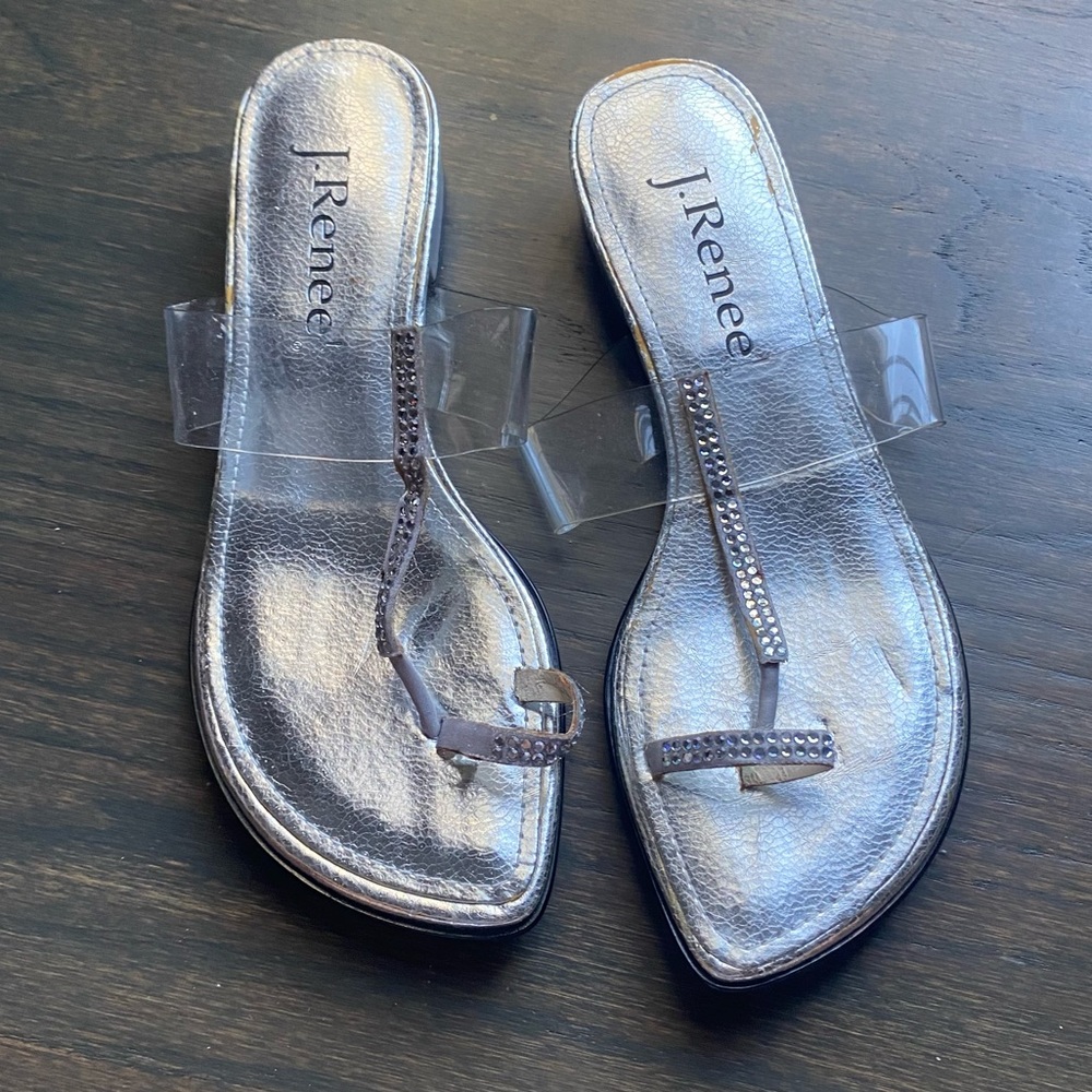 COPY - J. Renee silver and clear vinyl flat sandals sz 7.5